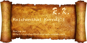 Reichenthal Kornél névjegykártya